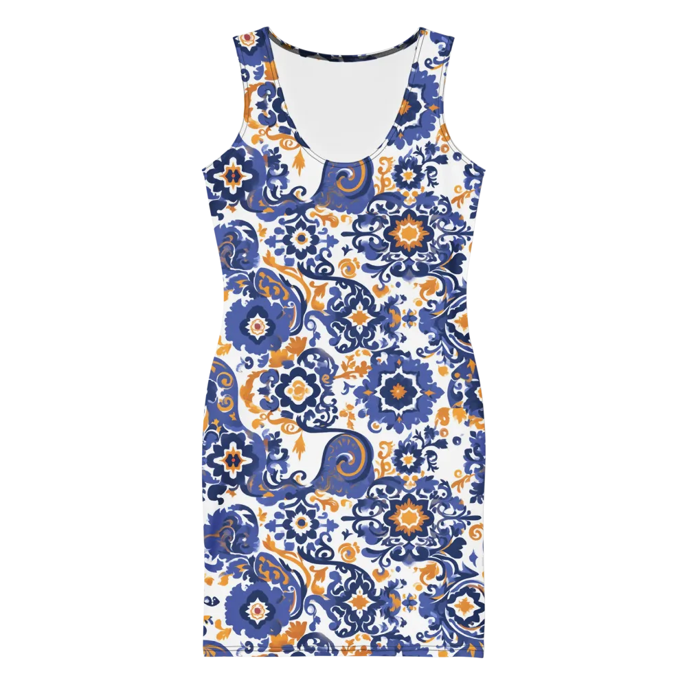Indigo Gilded Garden on Bodycon Dress — Front