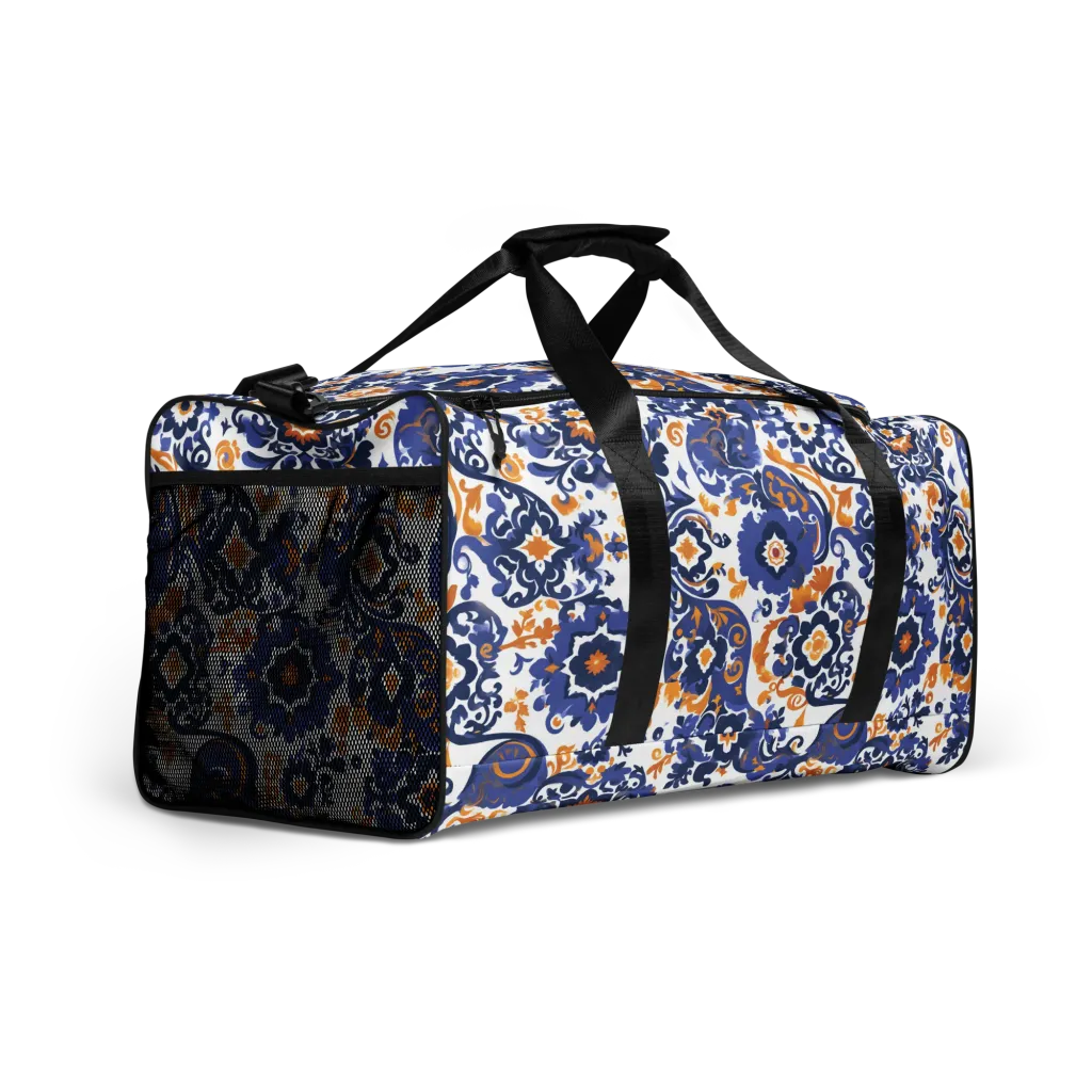 Indigo Gilded Garden on Duffle Bag — Right Front