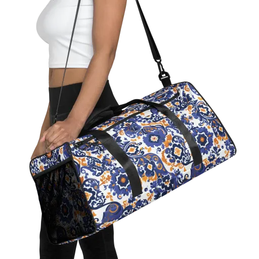 Indigo Gilded Garden on a Duffle Bag