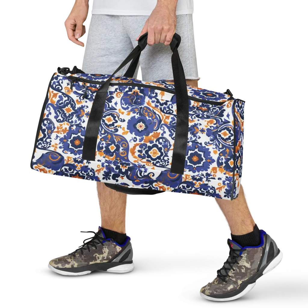 Indigo Gilded Garden on Duffle Bag — Front