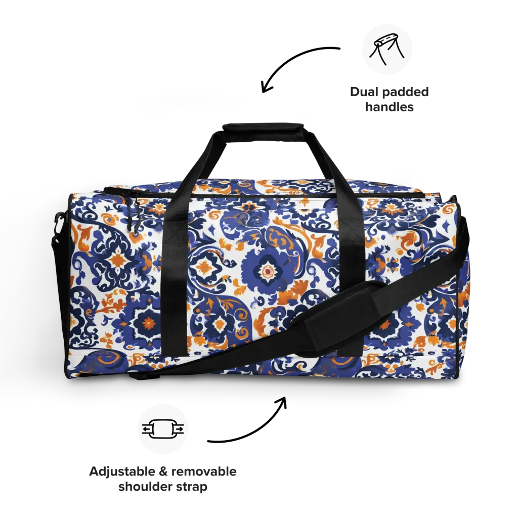 Indigo Gilded Garden on Duffle Bag — Front