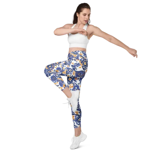 Indigo Gilded Garden on a Leggings with Pockets