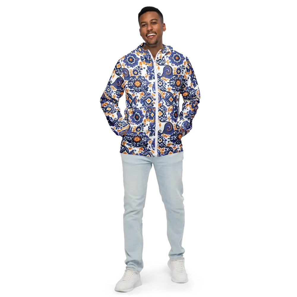 Indigo Gilded Garden on Men's Windbreaker — Front