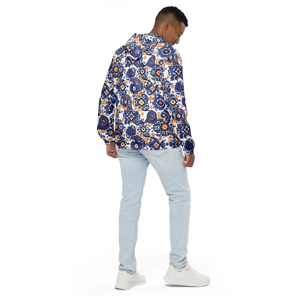Indigo Gilded Garden on Men's Windbreaker — Back