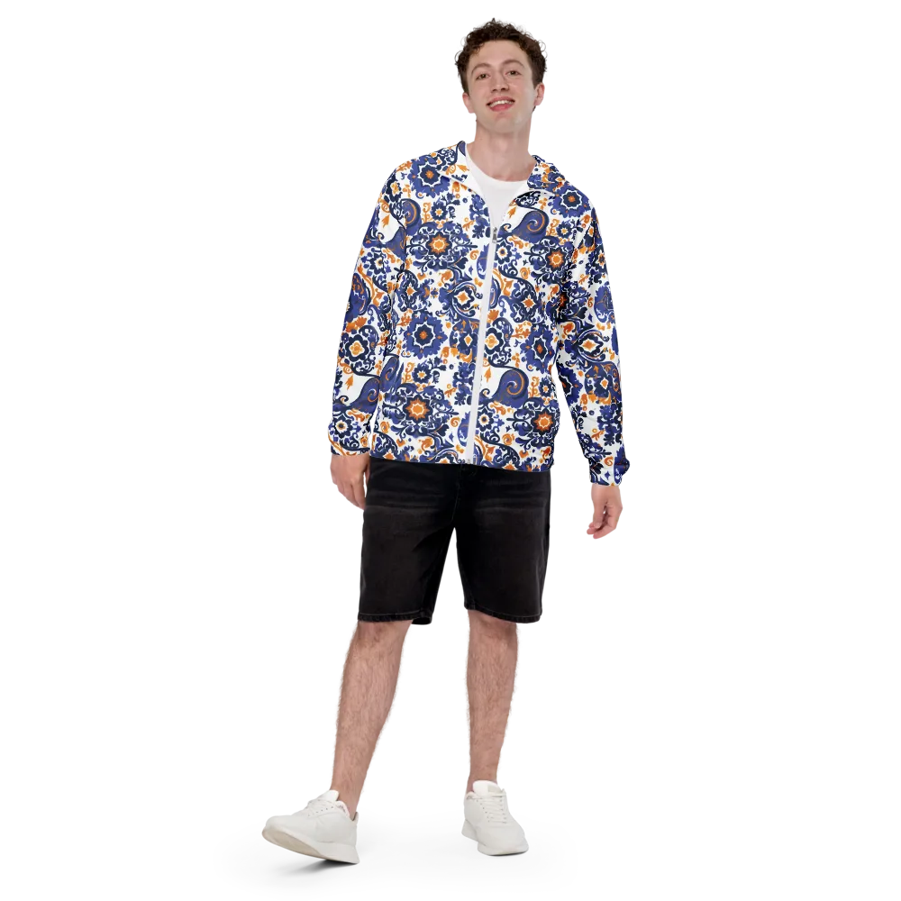 Indigo Gilded Garden on Men's Windbreaker — Front