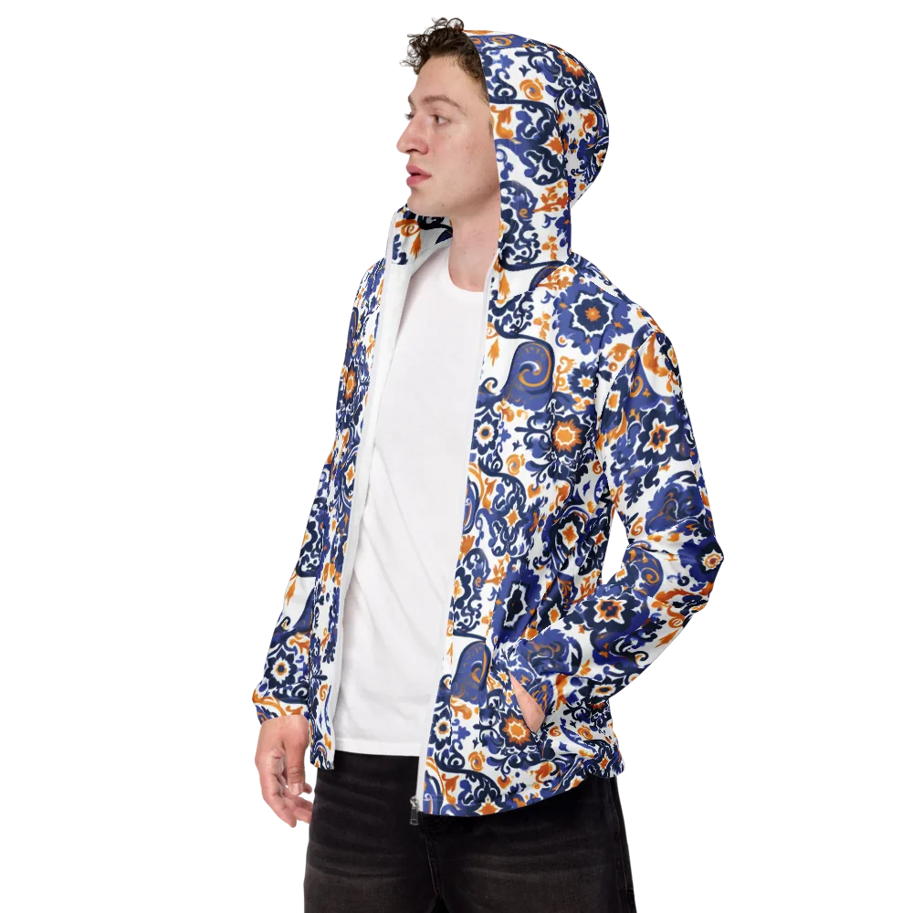 Indigo Gilded Garden on Men's Windbreaker — Left Front