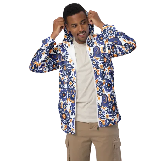 Indigo Gilded Garden on a Men's Windbreaker