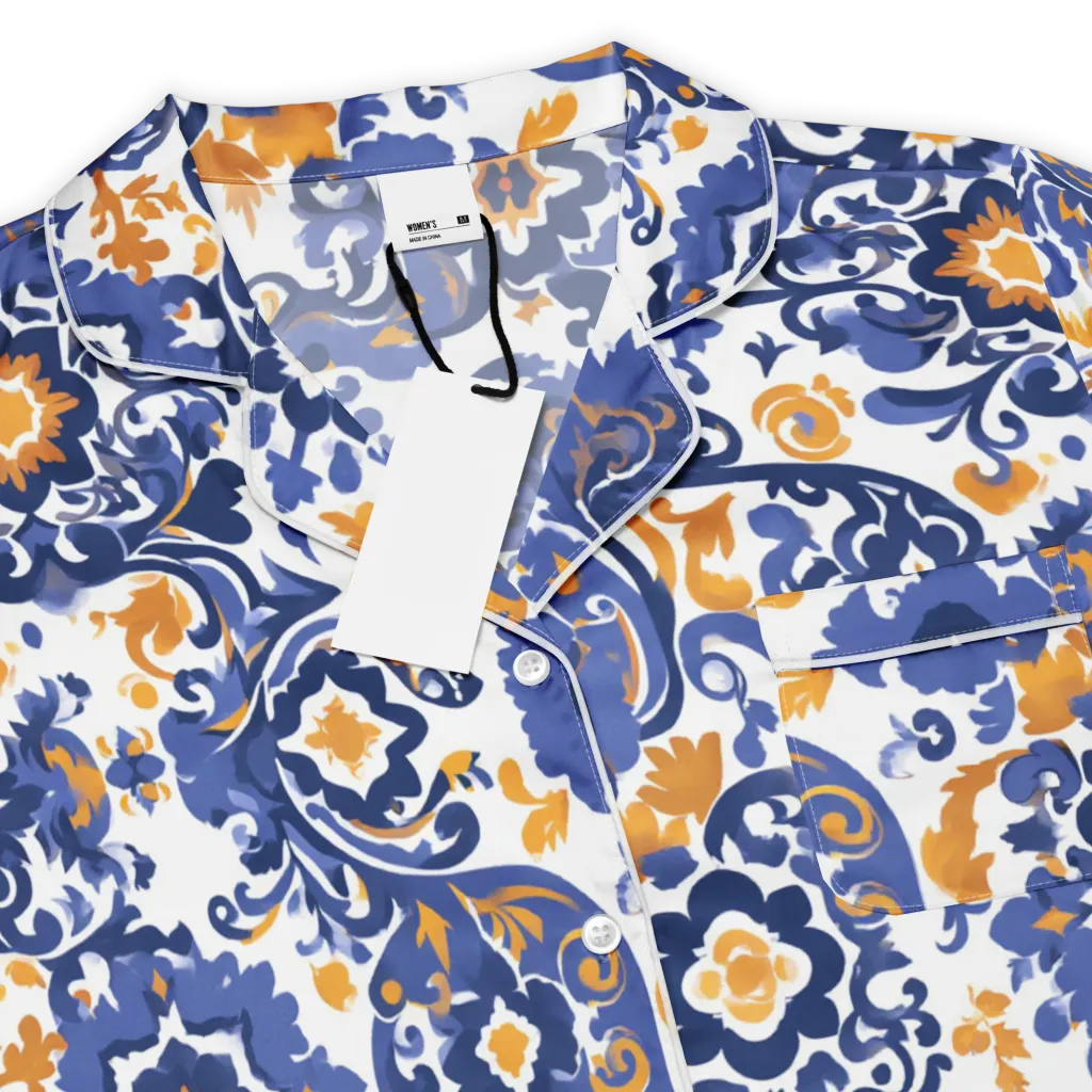 Indigo Gilded Garden on Women's Short Sleeve Pajama Top — Product details