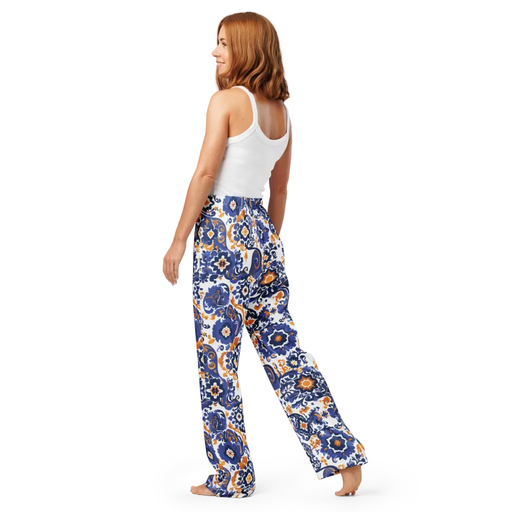 Indigo Gilded Garden on Women's Pajama Pants — Back