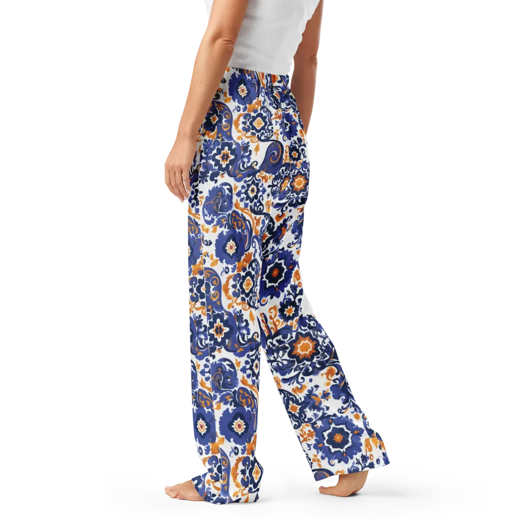 Indigo Gilded Garden on Women's Pajama Pants — Left