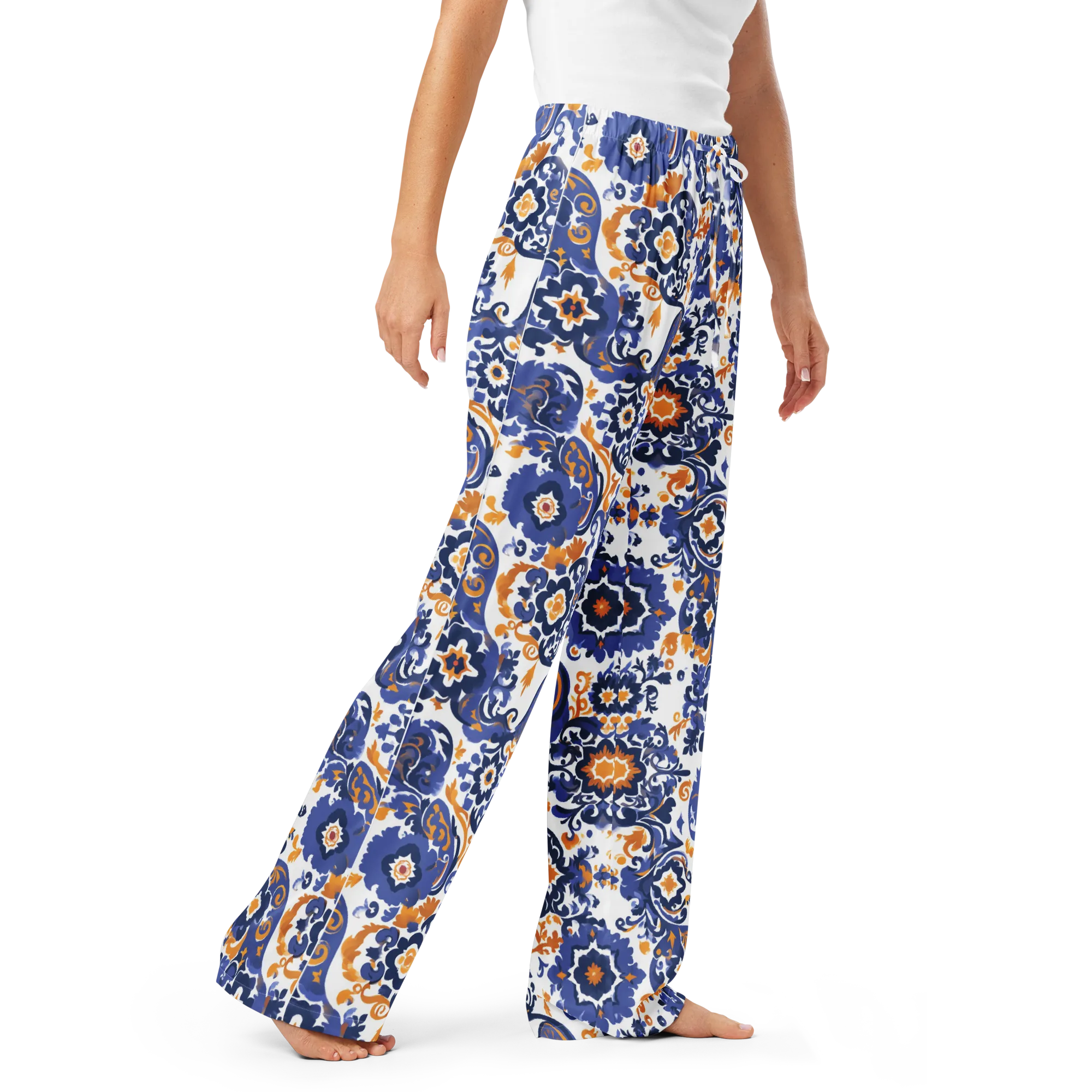 Indigo Gilded Garden on Women's Pajama Pants — Right Front