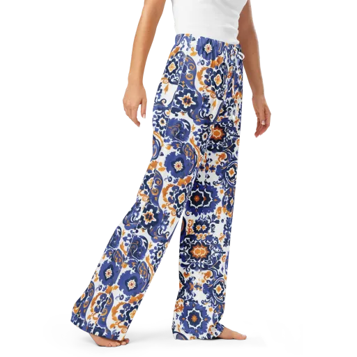 Indigo Gilded Garden on a Women's Pajama Pants