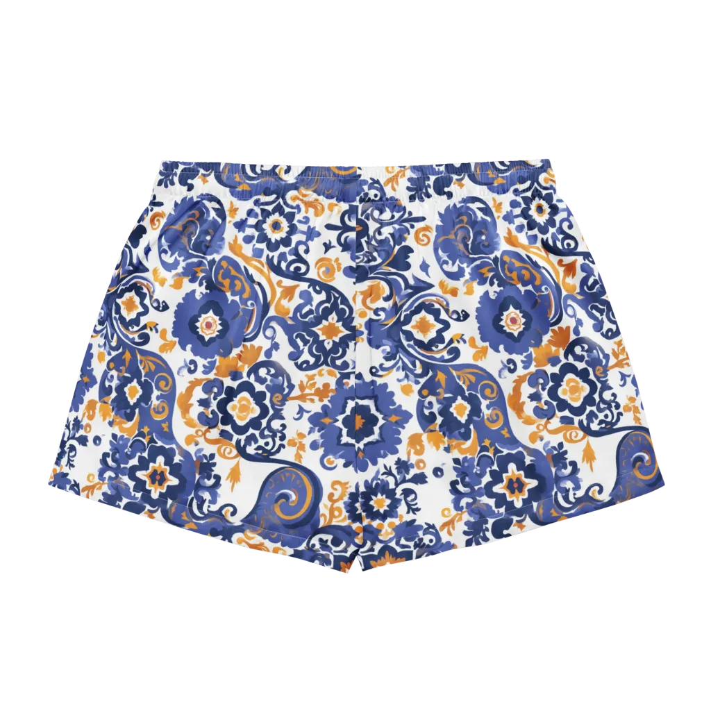 Indigo Gilded Garden on Women's Pajama Shorts — Back