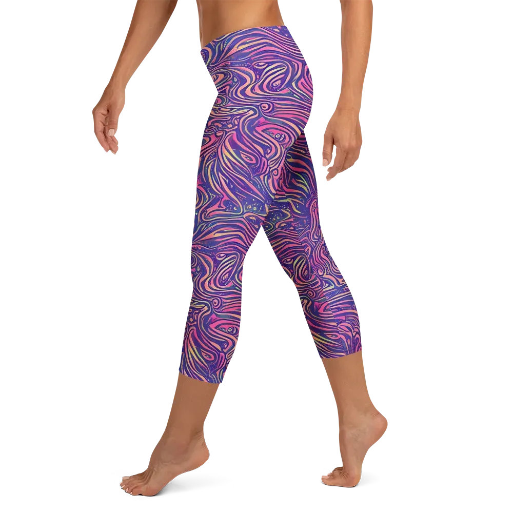 Electric Paisley on Capri Leggings — Left