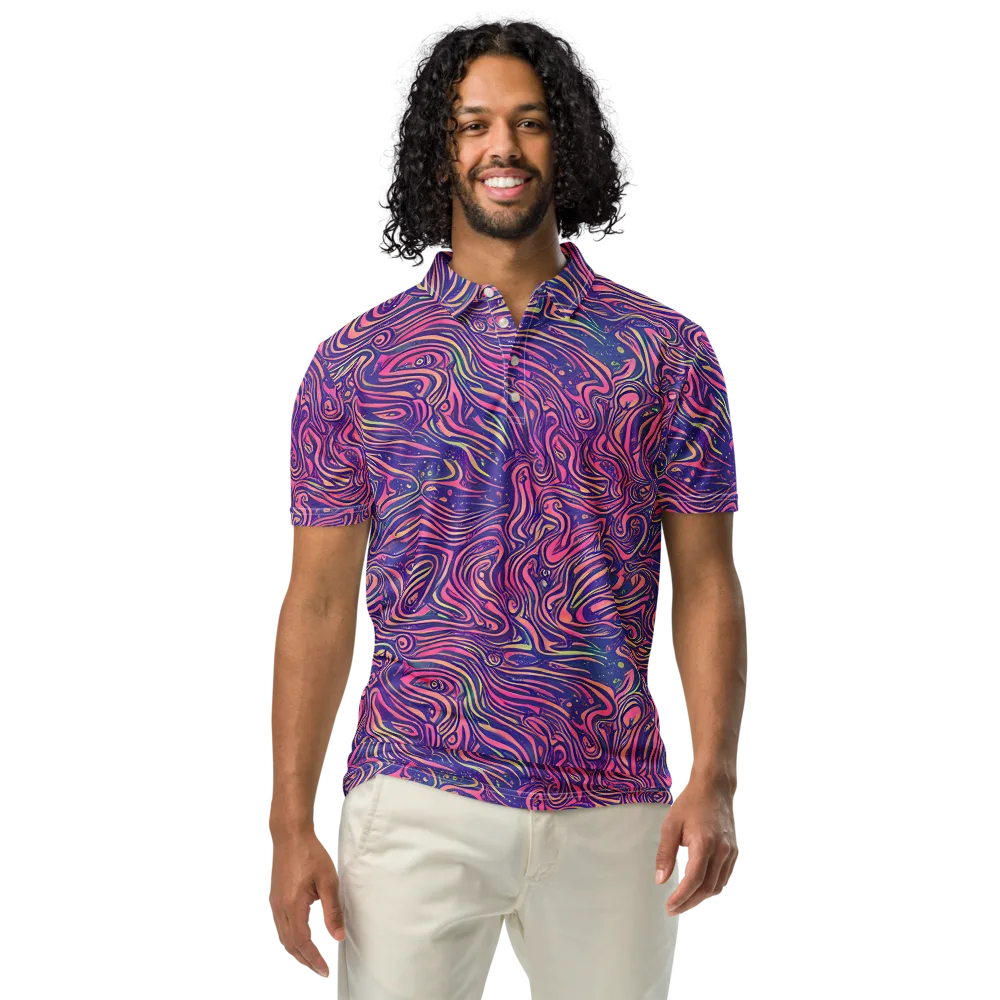 Electric Paisley on Men's Slim Fit Polo Shirt — Front