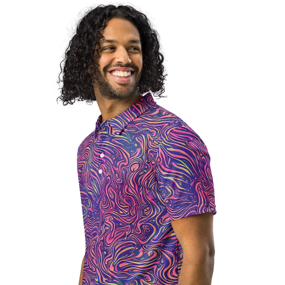 Electric Paisley on Men's Slim Fit Polo Shirt — Left Front
