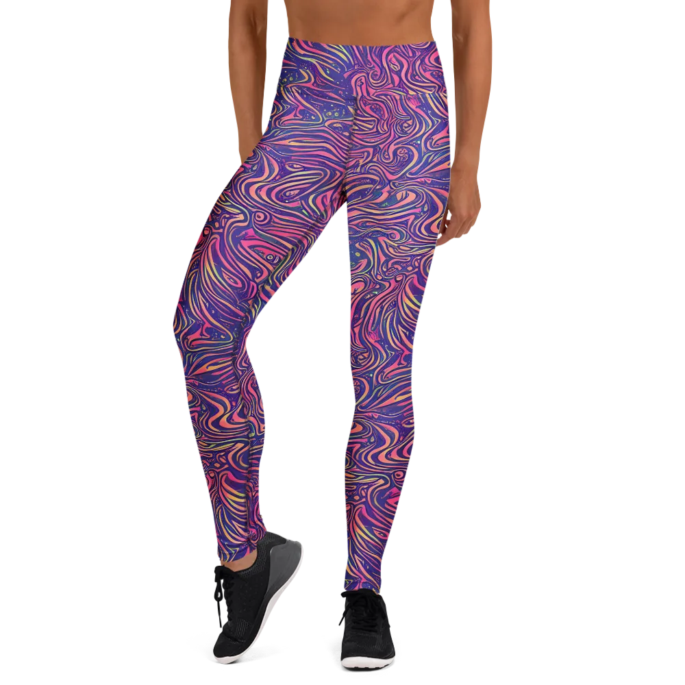 Electric Paisley on Yoga Leggings — Front