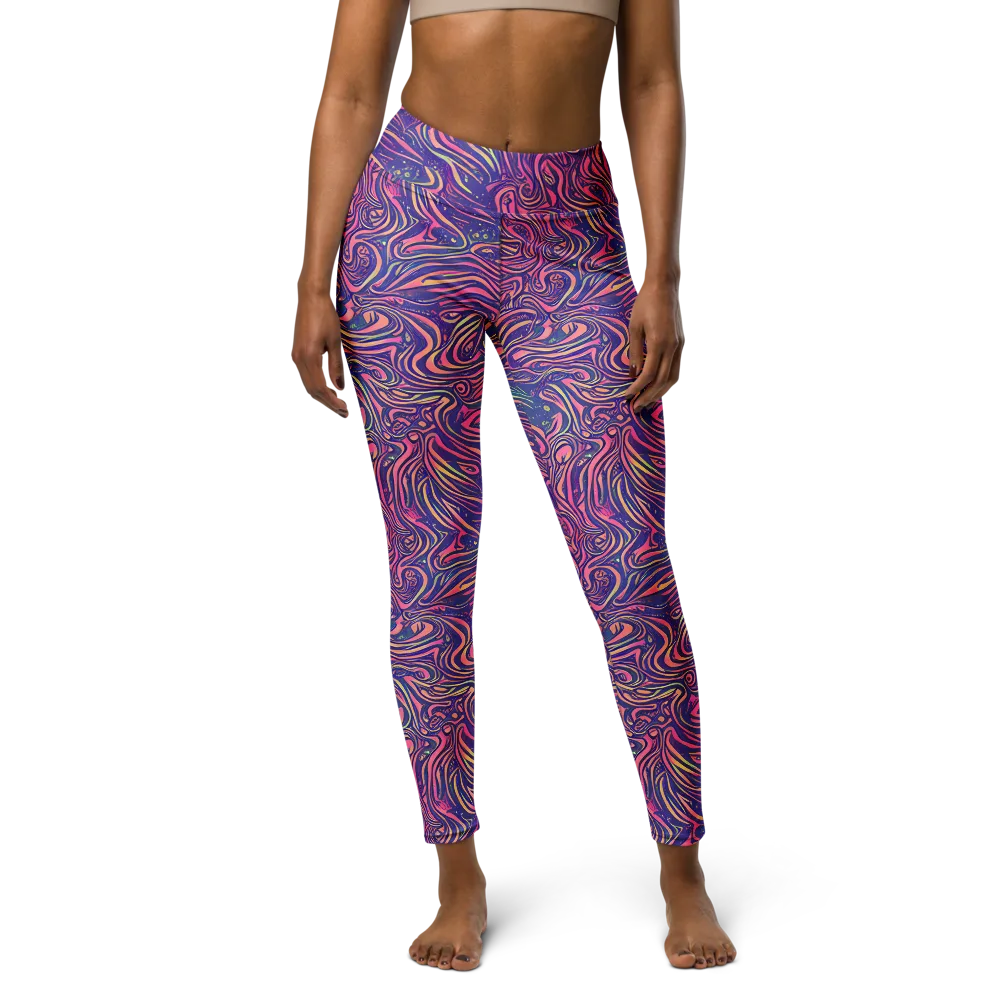 Electric Paisley on Yoga Leggings — Front