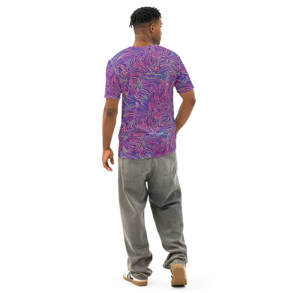 Electric Paisley on Men's Cotton Crew Neck T-Shirt — Back