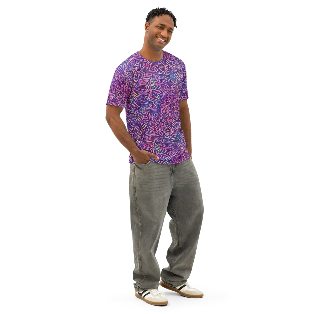 Electric Paisley on Men's Cotton Crew Neck T-Shirt — Right Front
