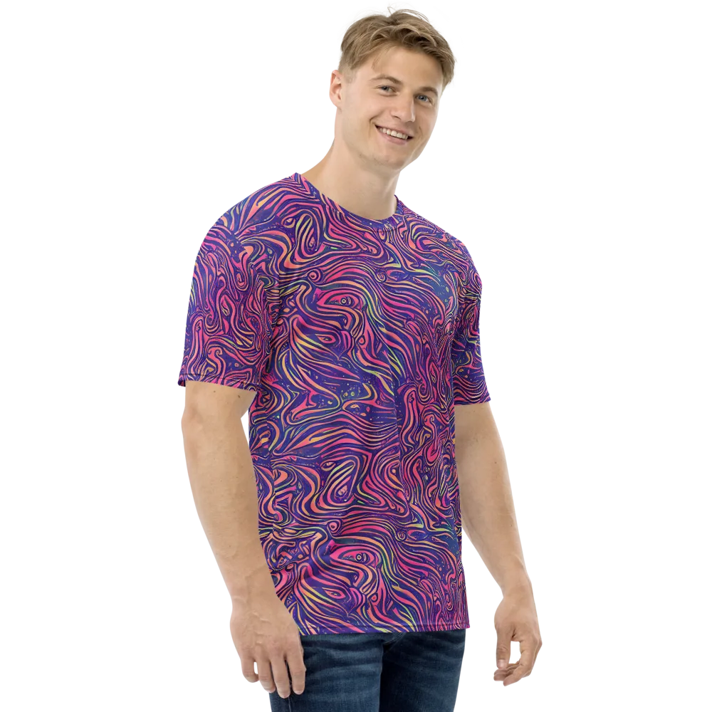 Electric Paisley on Men's Crew Neck T-Shirt — Right