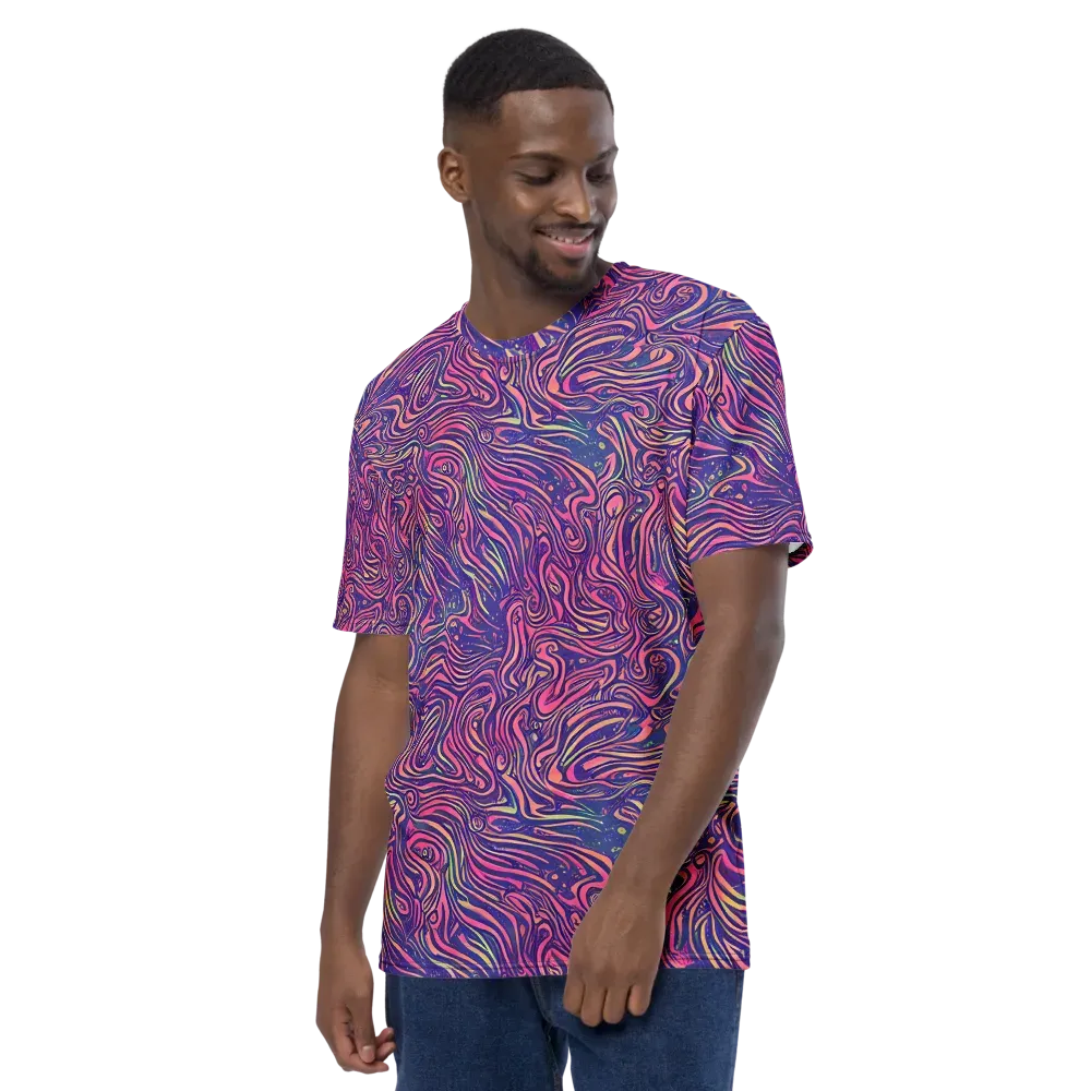 Electric Paisley on Men's Crew Neck T-Shirt — Left