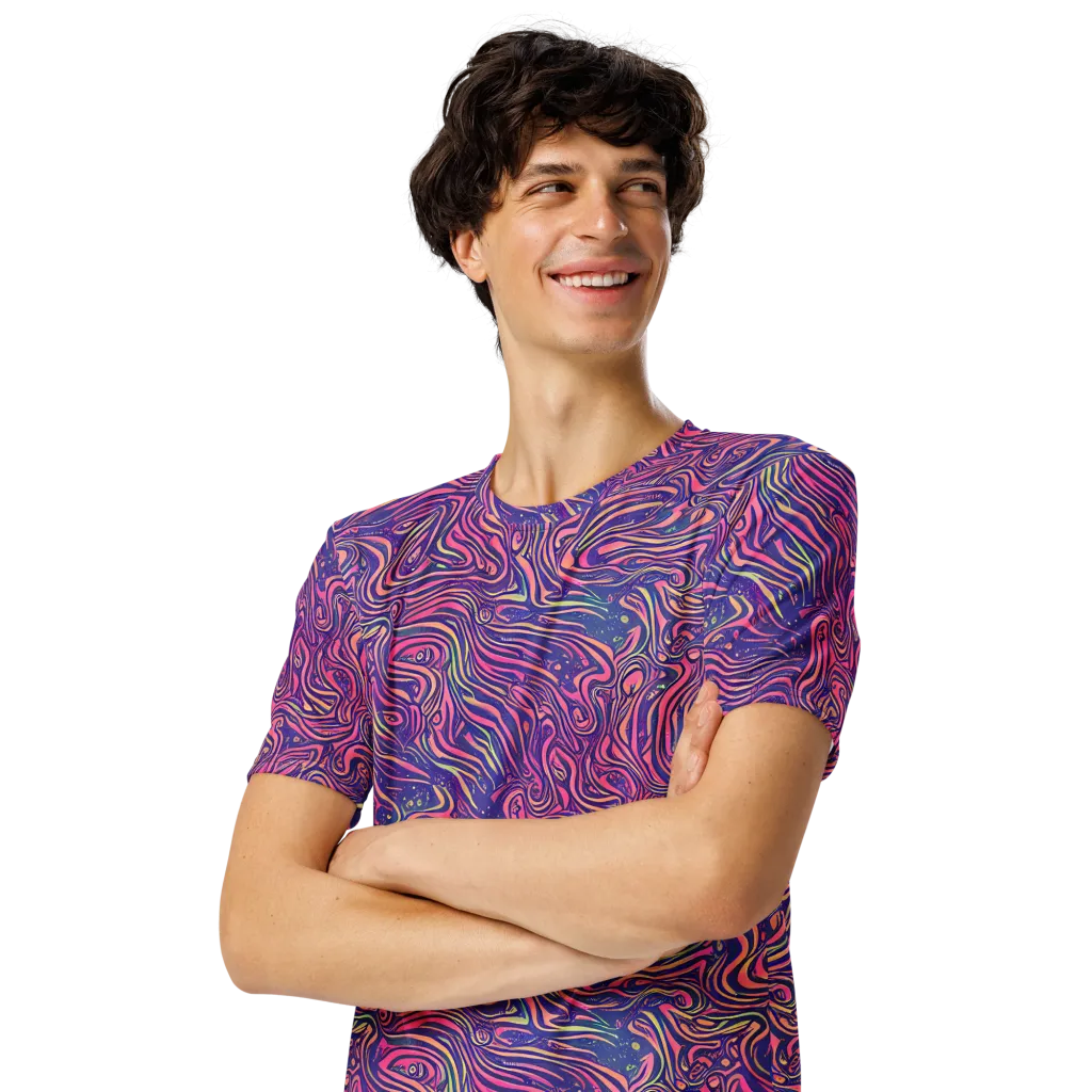 Electric Paisley on Men's Crew Neck T-Shirt — Left Front