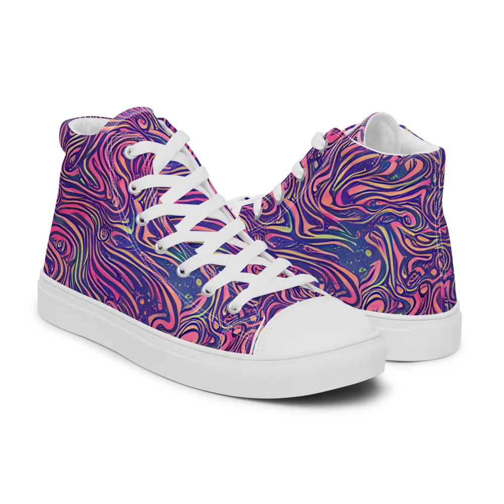 Electric Paisley on Men's High Top Canvas Shoes — Right