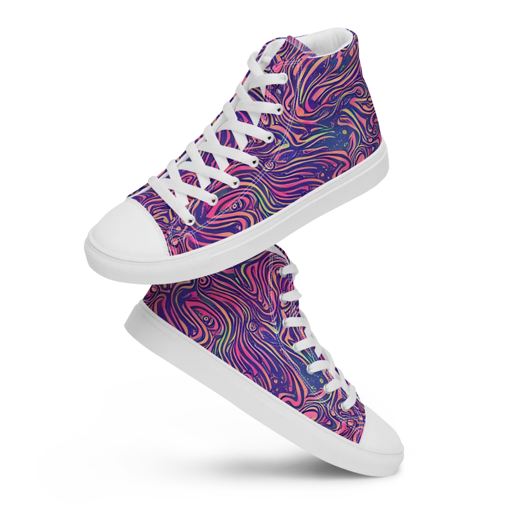 Electric Paisley on Men's High Top Canvas Shoes — Front