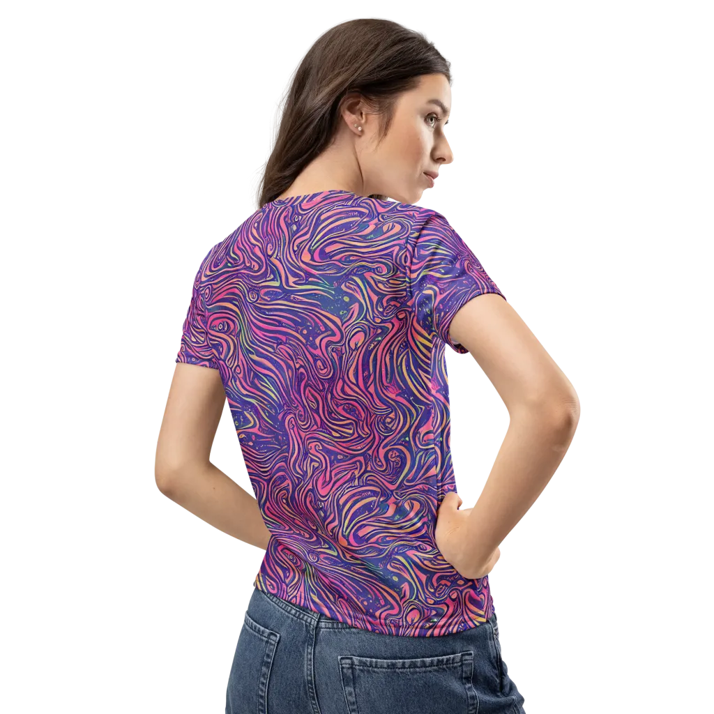 Electric Paisley on Women's Crew Neck T-Shirt — Back