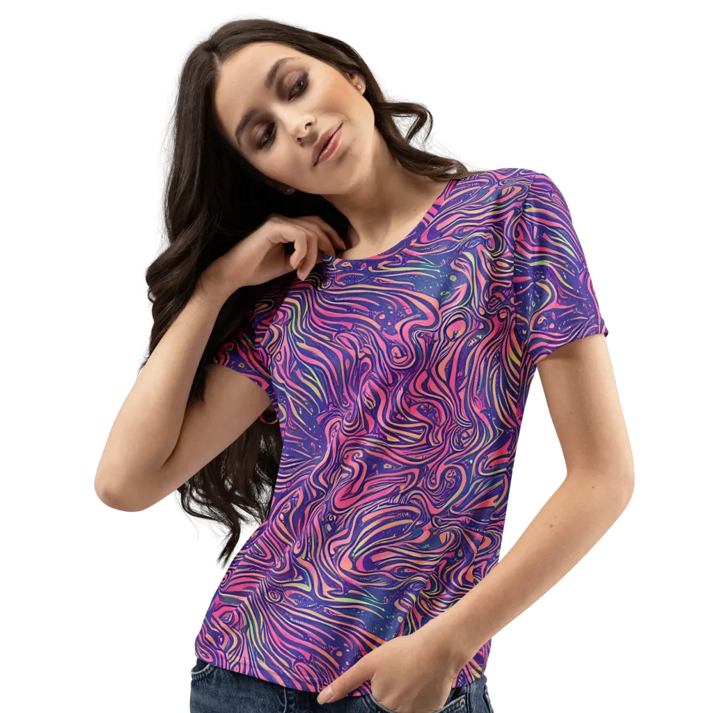 Electric Paisley on Women's Crew Neck T-Shirt — Left Front