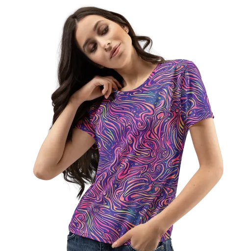 Electric Paisley on a Women's Crew Neck T-Shirt