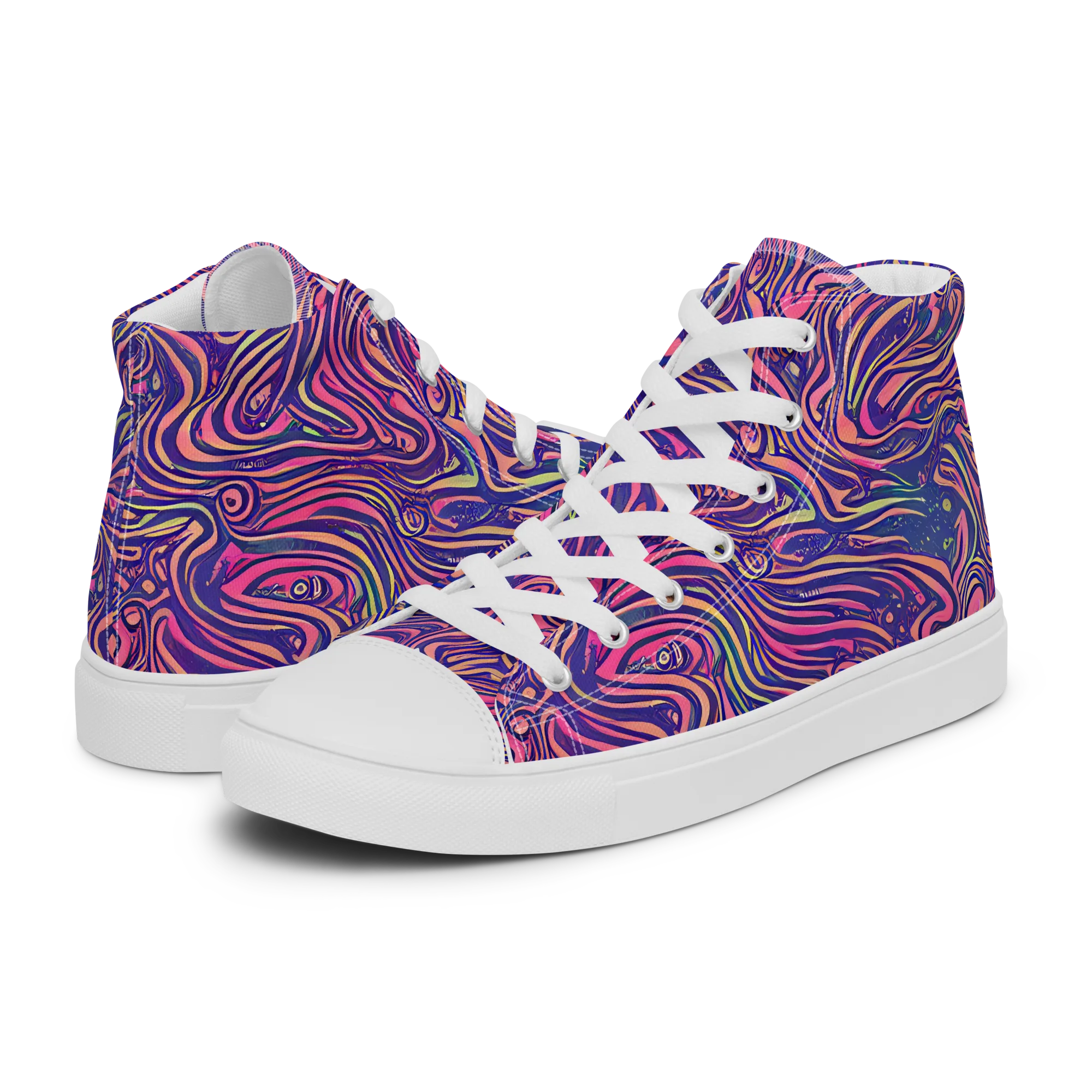 Electric Paisley on Women's High Top Canvas Shoes — Left