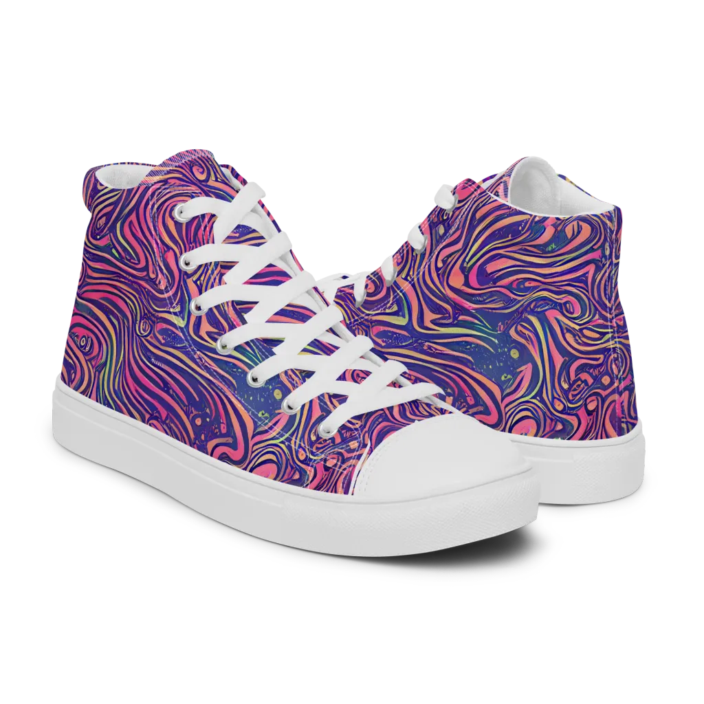 Electric Paisley on Women's High Top Canvas Shoes — Right