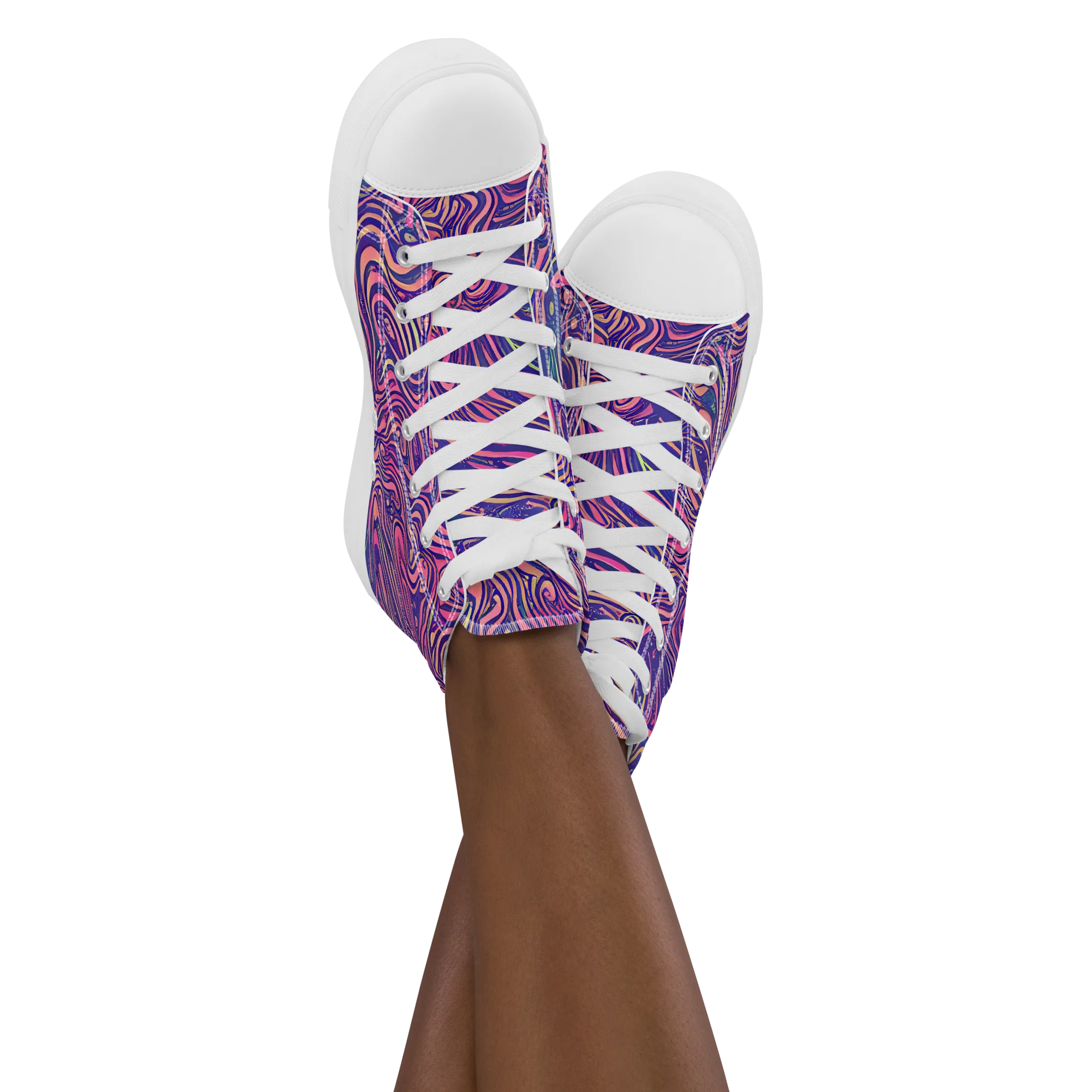 Electric Paisley on Women's High Top Canvas Shoes — Front