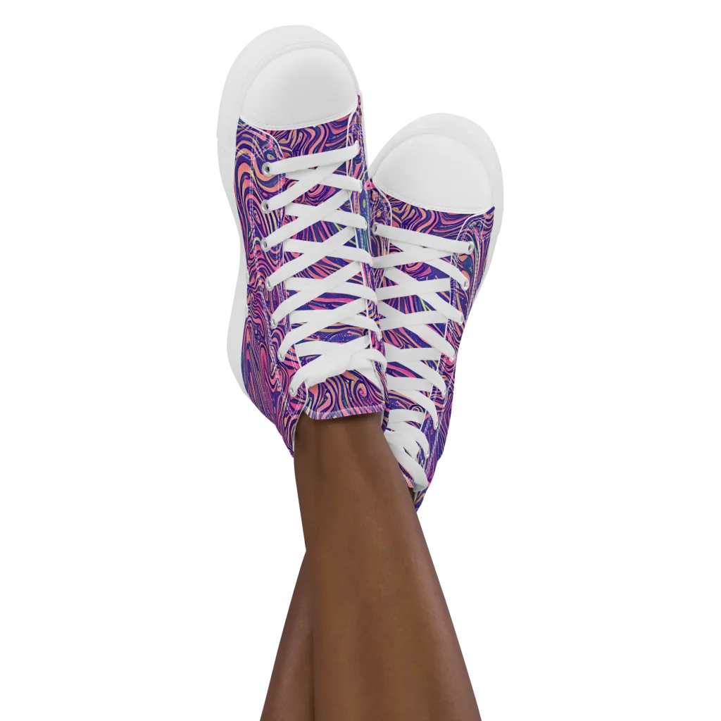 Electric Paisley on Women's High Top Canvas Shoes — Front