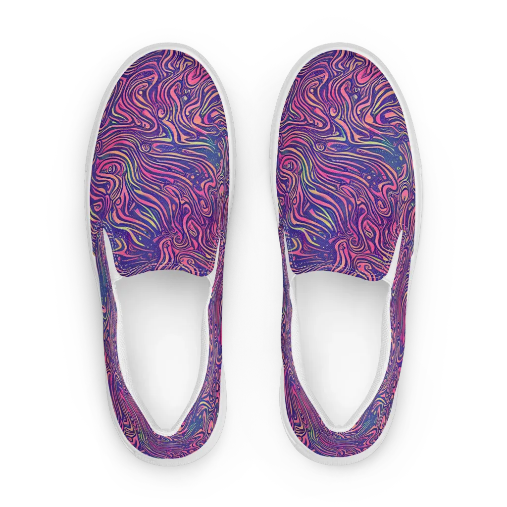 Electric Paisley on Men's Slip-On Canvas Shoes — Front