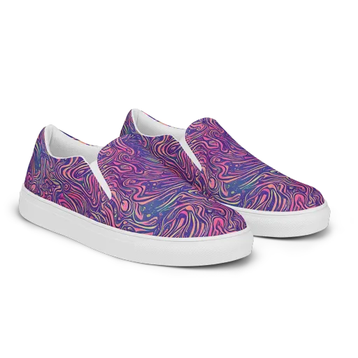 Electric Paisley on a Men's Slip-On Canvas Shoes