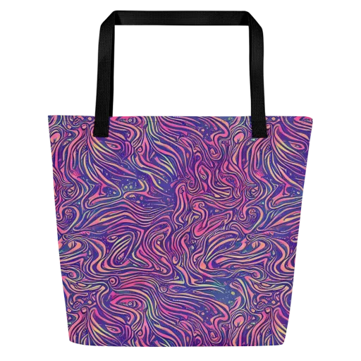 Electric Paisley on a Large Tote Bag W/ Pocket