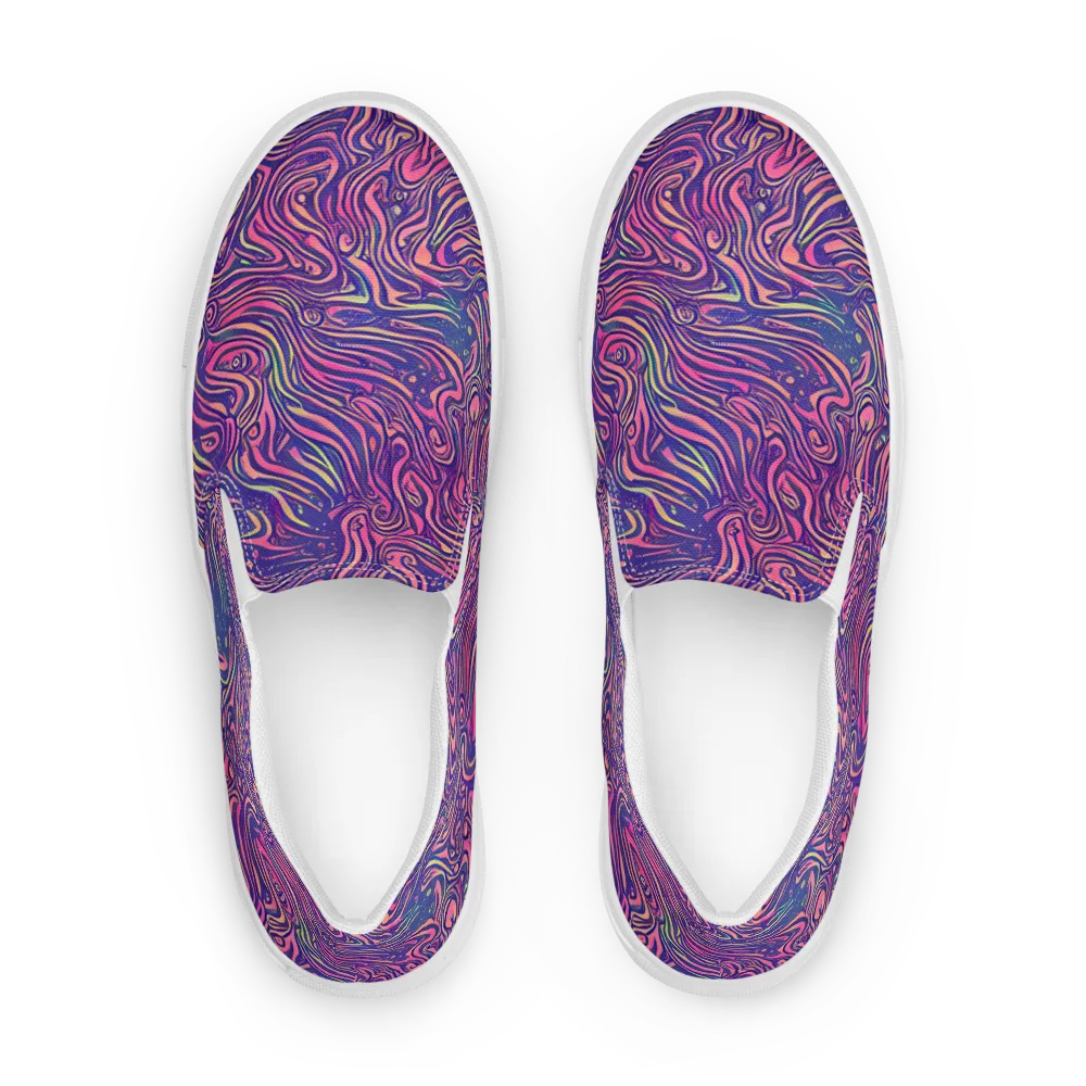 Electric Paisley on Women's Slip-On Canvas Shoes — Front
