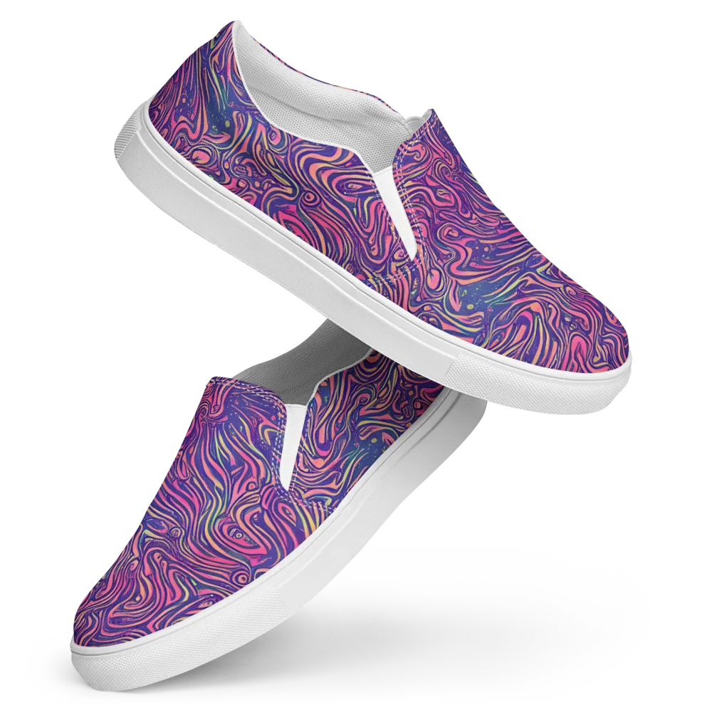 Electric Paisley on Women's Slip-On Canvas Shoes — Front