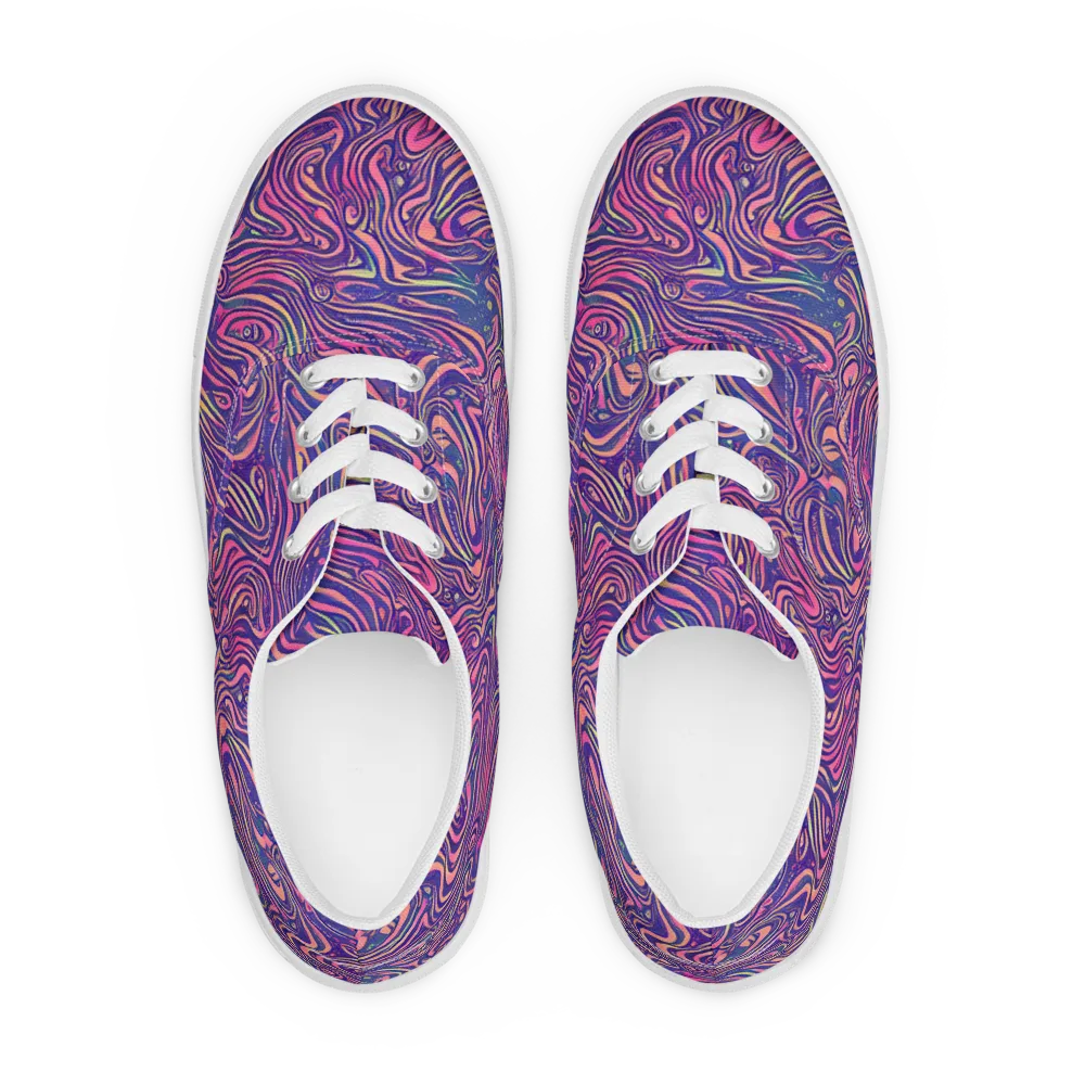 Electric Paisley on Men's Lace-Up Canvas Shoes — Front