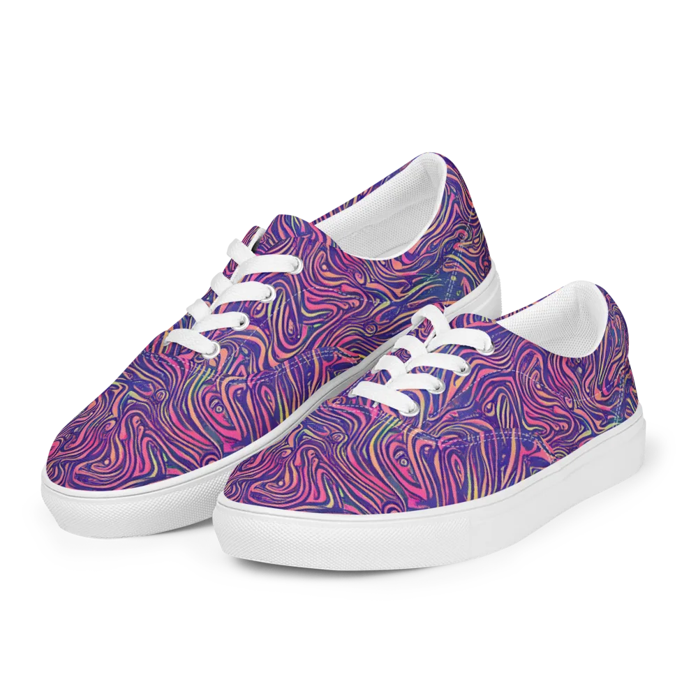 Electric Paisley on Men's Lace-Up Canvas Shoes — Left Front