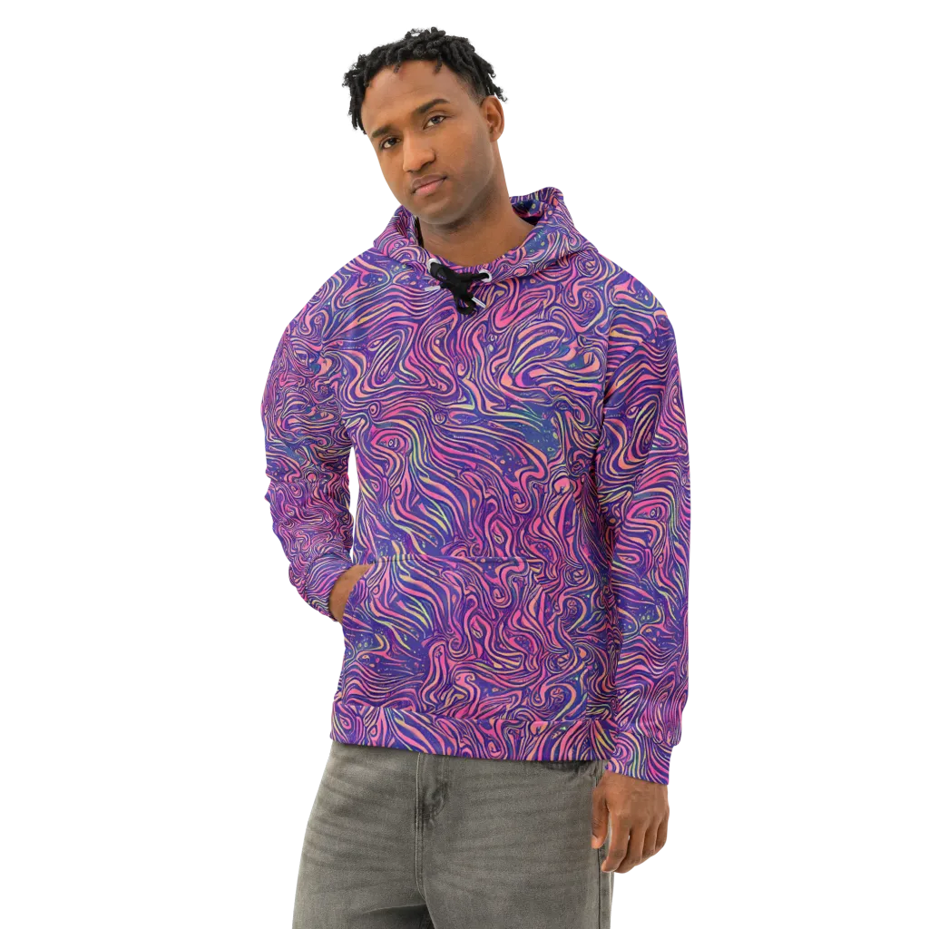 Electric Paisley on Cotton Hoodie — Left Front