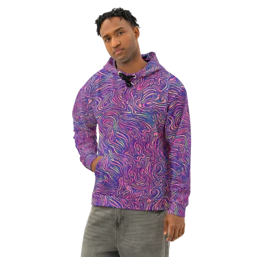 Electric Paisley on a Cotton Hoodie