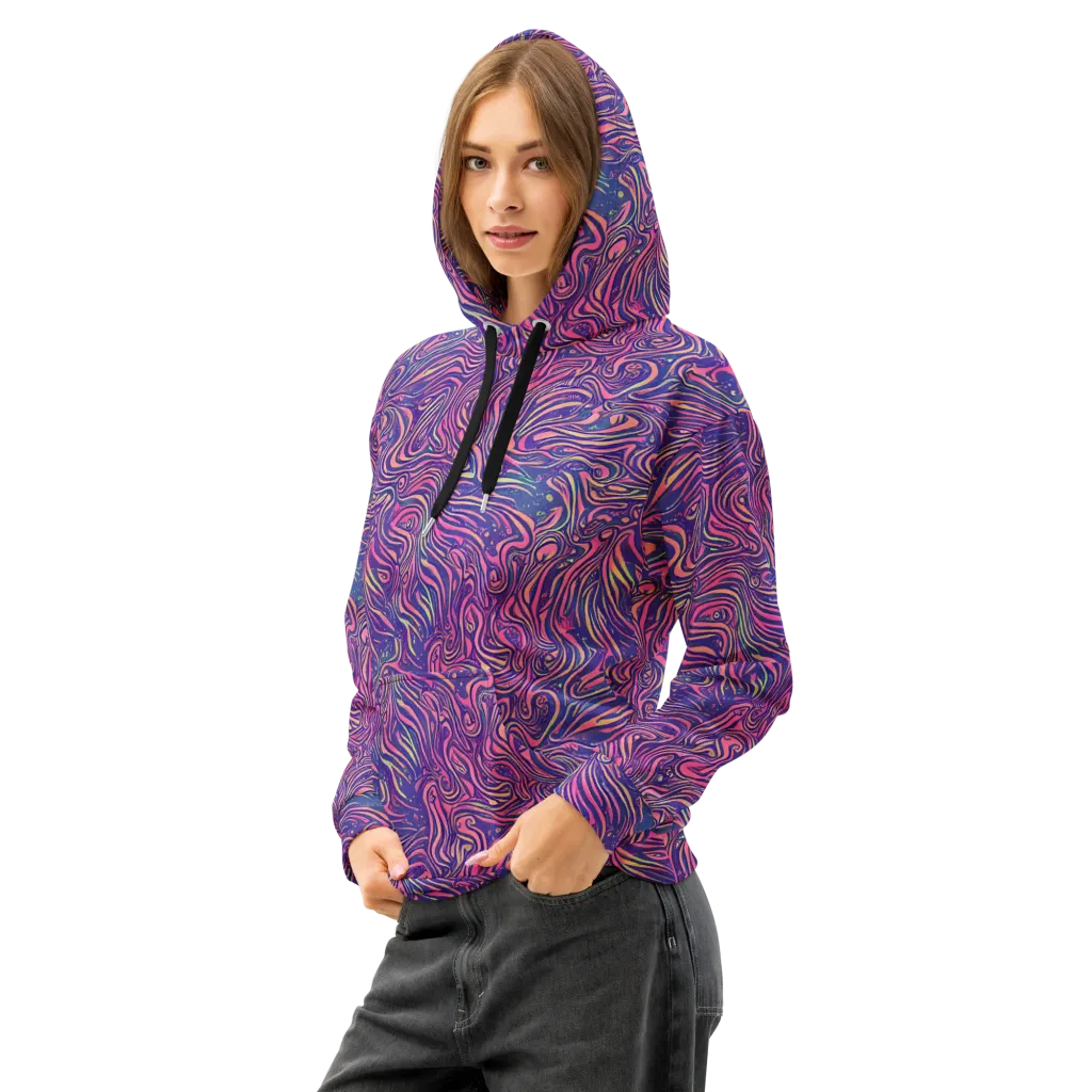 Electric Paisley on Cotton Hoodie — Left Front