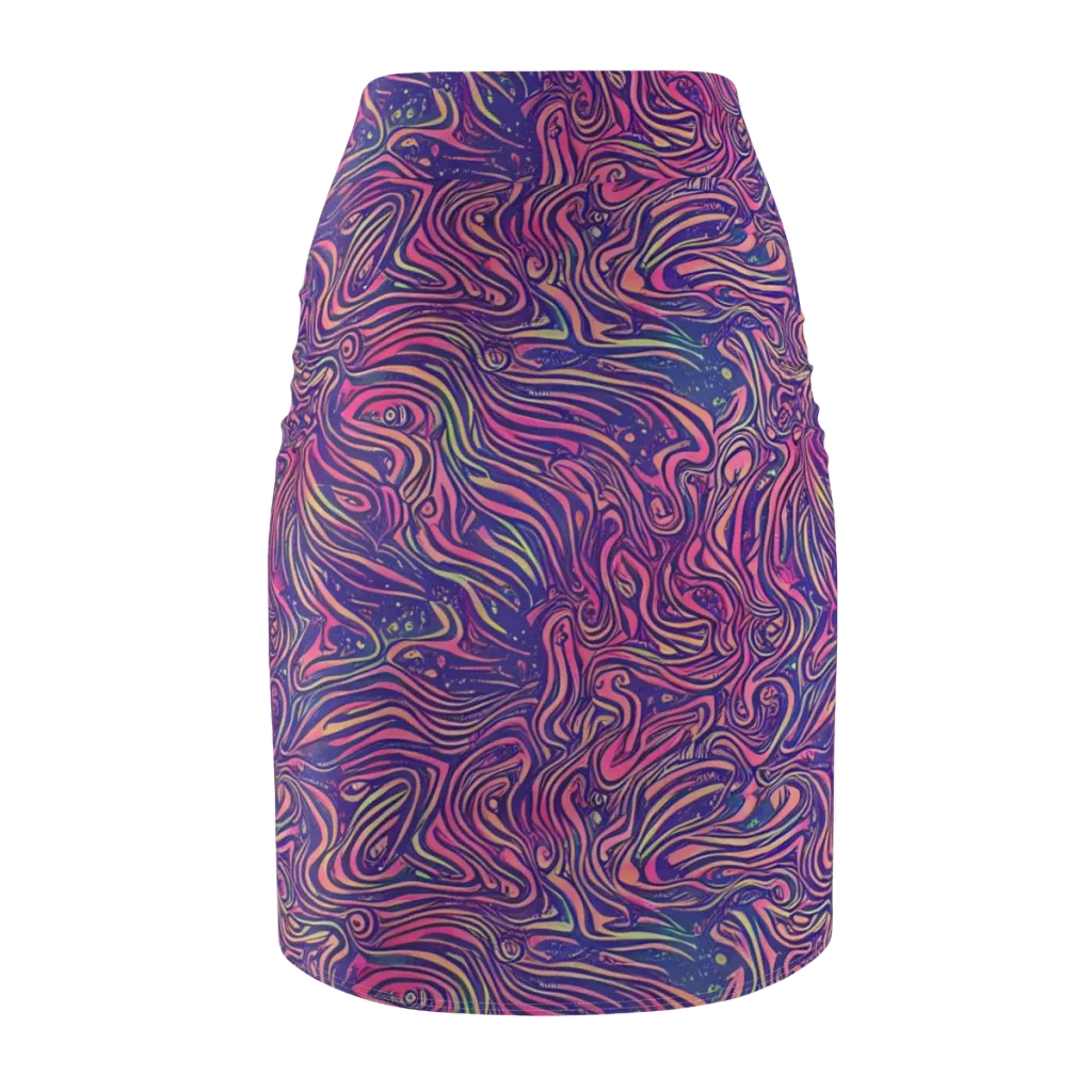 Electric Paisley on Pencil Skirt — Back