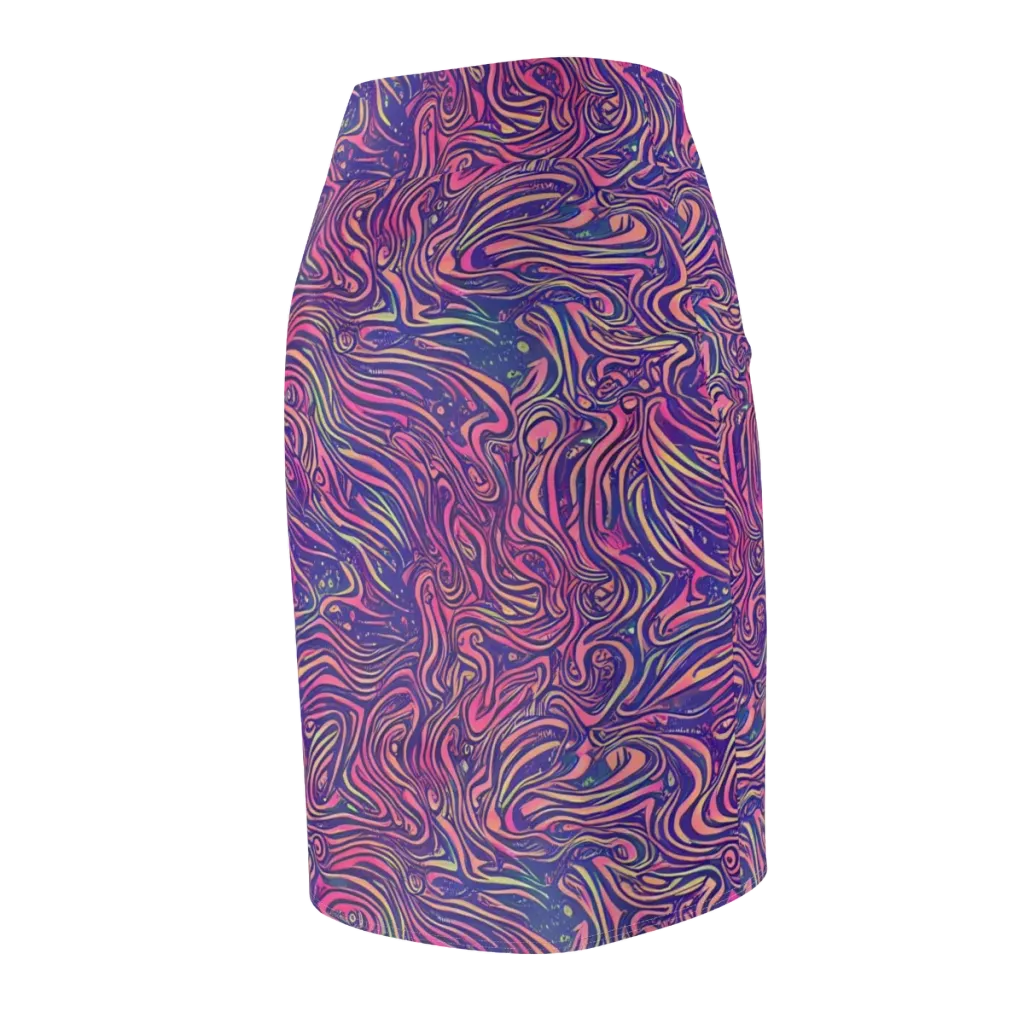 Electric Paisley on Pencil Skirt — Back Side