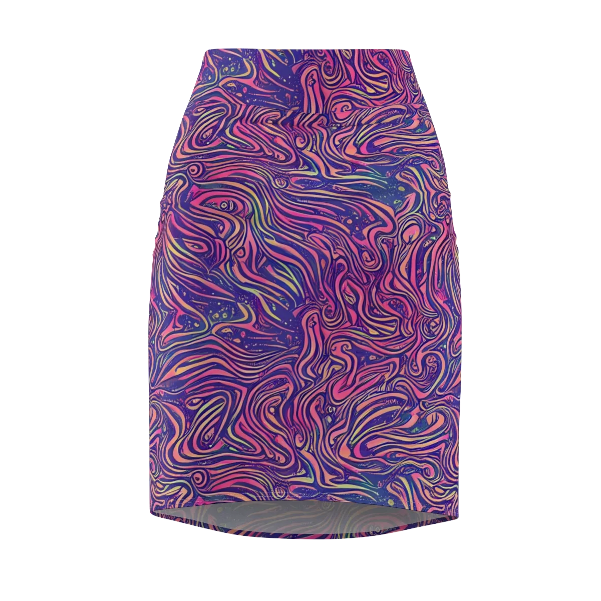 Electric Paisley on Pencil Skirt — Front