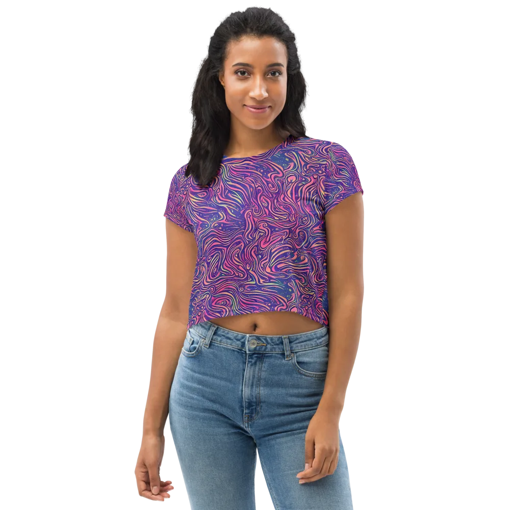 Electric Paisley on Crop Tee — Front